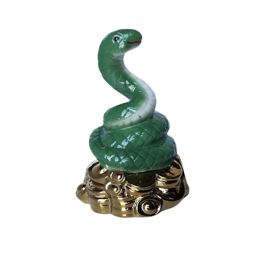 Feng Shui Chinese Zodiac Snake Figurine with Gold Coin Stand