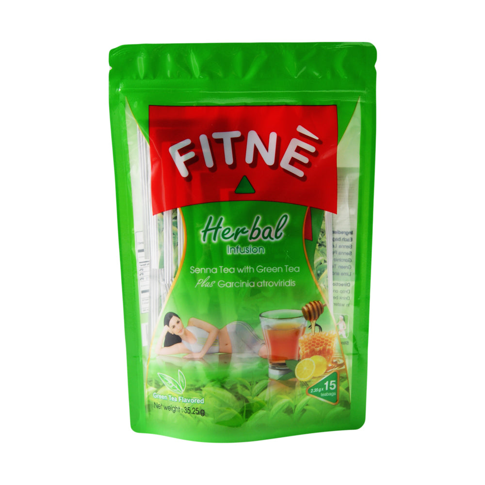 FITNE Green Tea Herbal Honey Lemon With Garcinia Senna Infusion Gentle Detox Cleanse High Antioxidant No Calories Stevia Sweetener, 60 Tea Bags