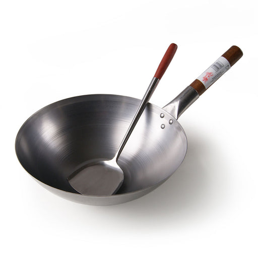 12" Round Based Carbon Steel Wok (Commercial Quality) & Wok Shovel