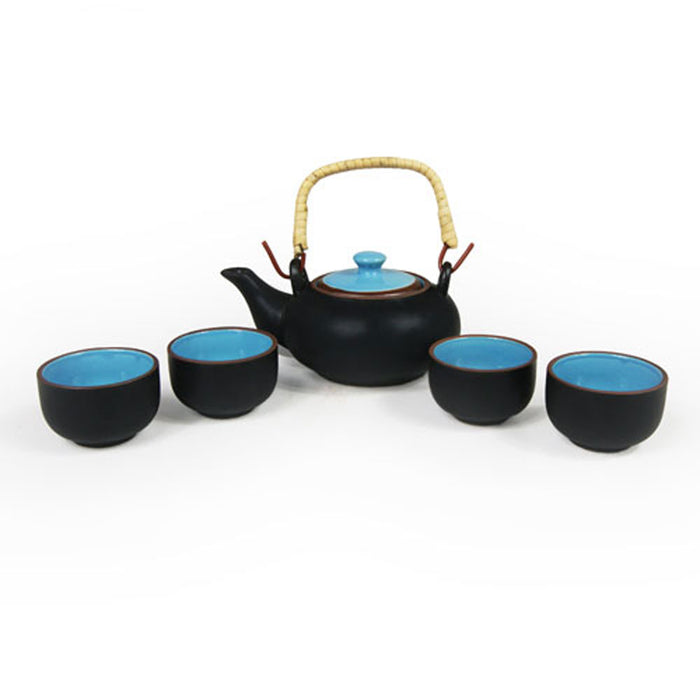 Japanese 5 Piece Tea Set - Black & Blue