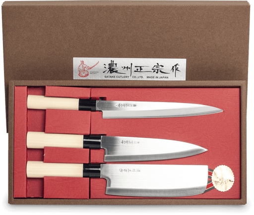 Japanese Knife Set of 3 -  Sashimi, Santoku & Nakiri