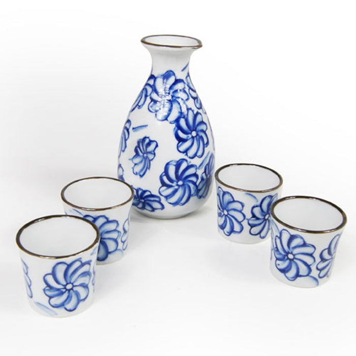 Japanese Sake Set - Floral Pattern Design