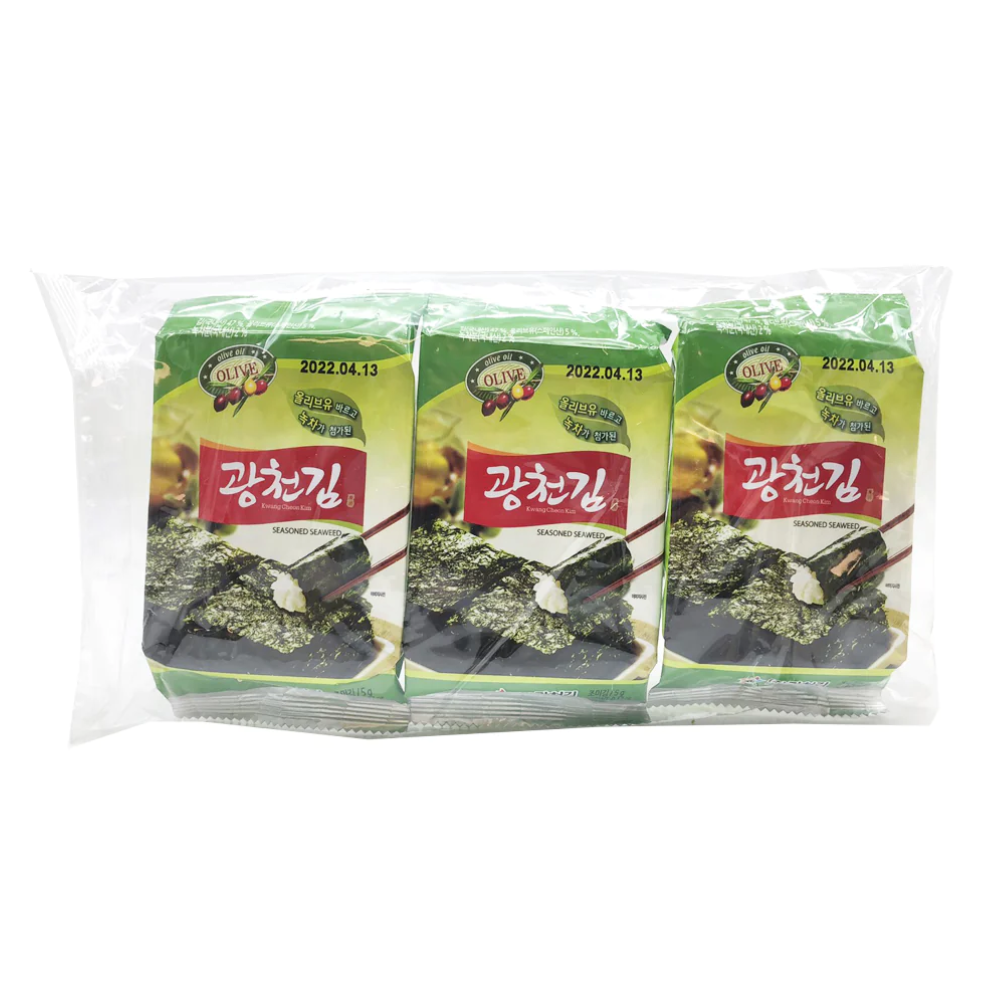 Kwangcheon Olive Oil & Green Tea Dosirak Seasoned Seaweed - 3x5g