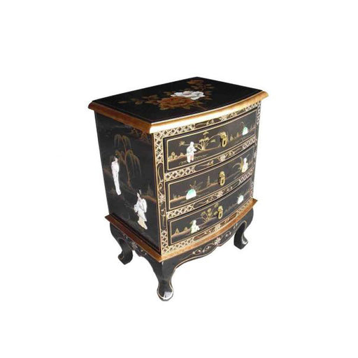 Mother of Pearl Black Lacquer 3 Drawer Chest