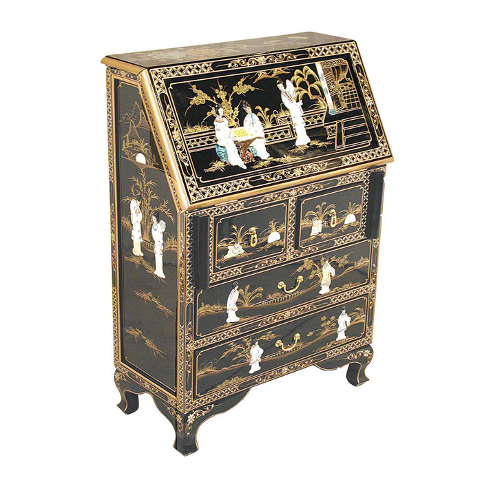 Mother of Pearl Black Lacquer Bureau