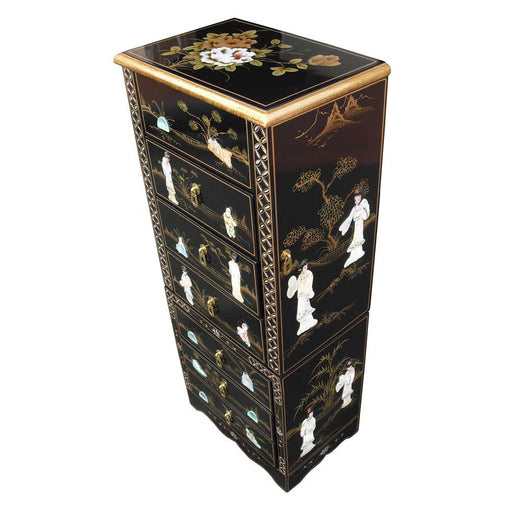 Mother of Pearl Black Lacquer Jewellery Armoire