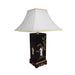 Pair of Oriental Black Square Lamps with Mother of Pearl