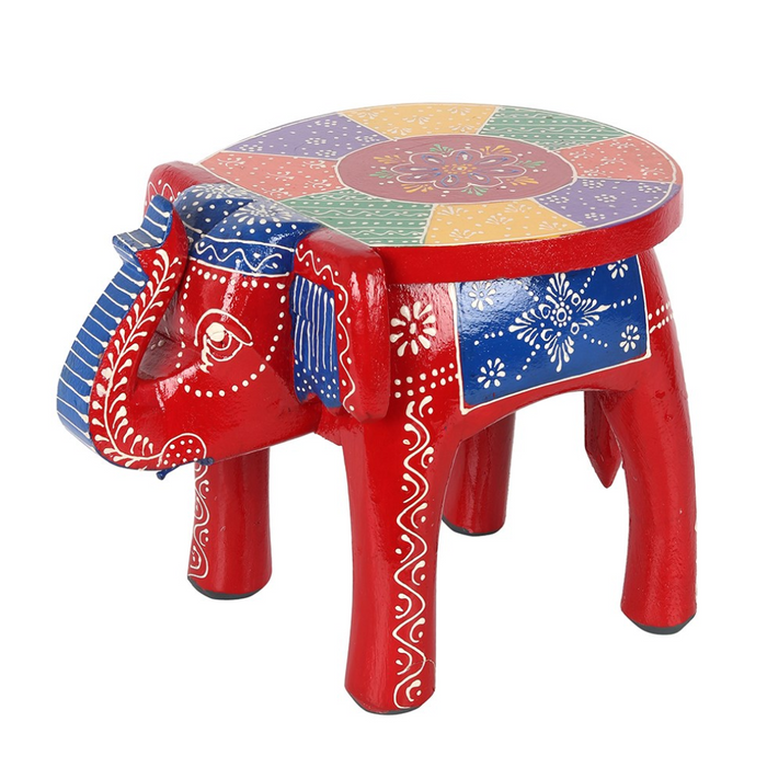 Ornamental Multicoloured Elephant Stool