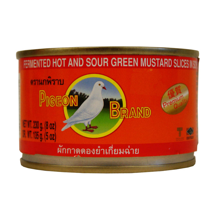 Pigeon Brand Fermented Hot & Sour Green Mustard Slices in Soy Sauce - 230g