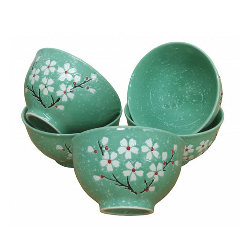 Porcelain 5 Bowl Gift Set - Turquoise Blossom Bowls