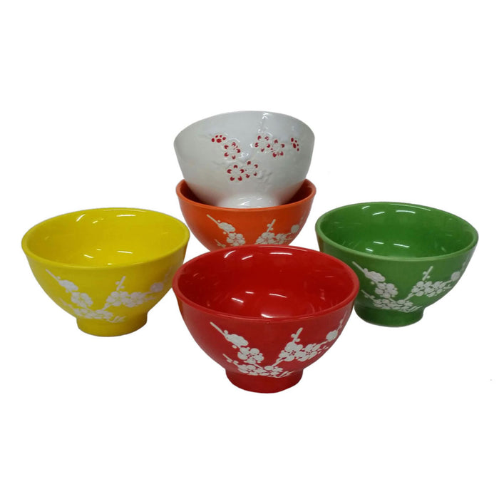 Porcelain 5 Bowl Gift Set - White Cherry Blossom Design