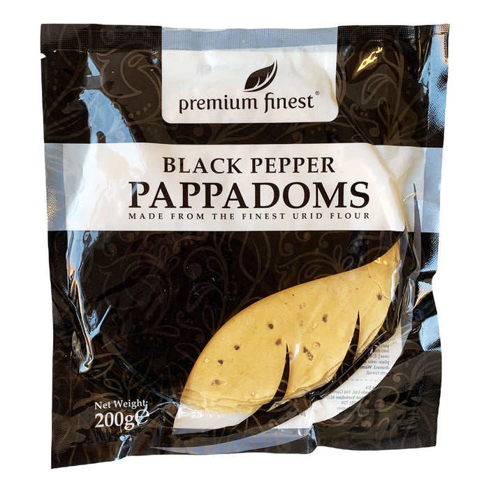 Premium Finest Black Pepper Pappadoms - 200g