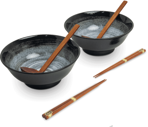 Ramen Bowl with Chopsticks & Spoon - Set of 2 - Kuro