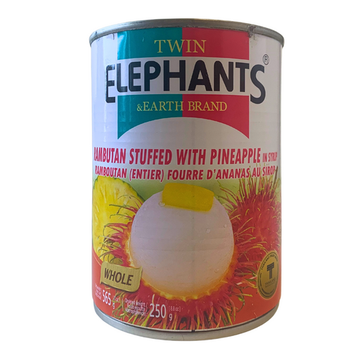 Twin Elephants & Earth Rambutan Stuffed with Pineapple in Syrup - 565g